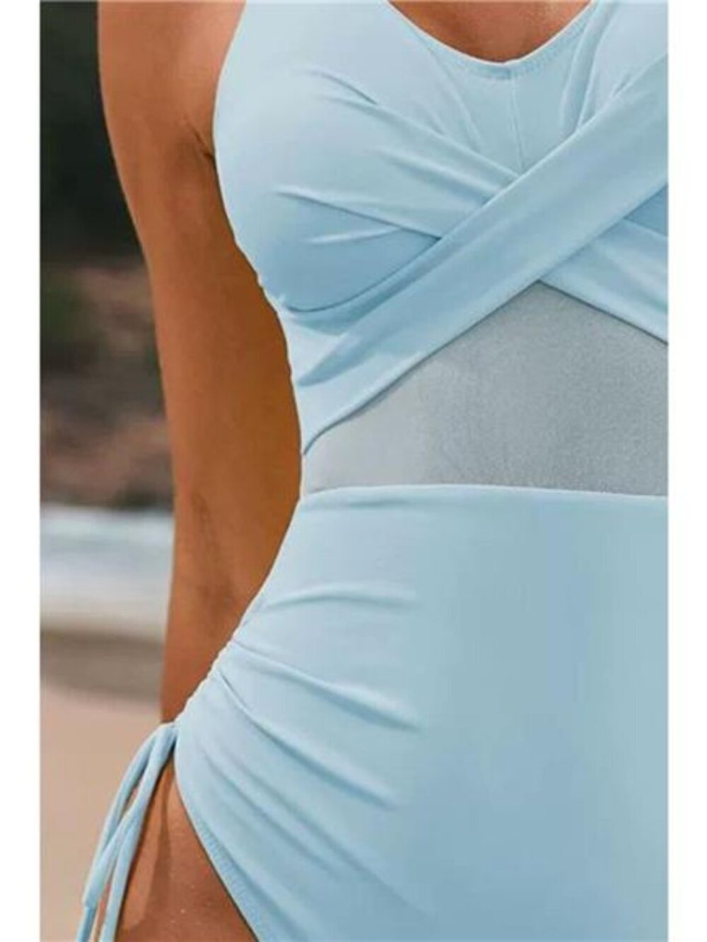 Drawstring Ruched V-Neck One-Piece Swimwear - Picture 15 of 15